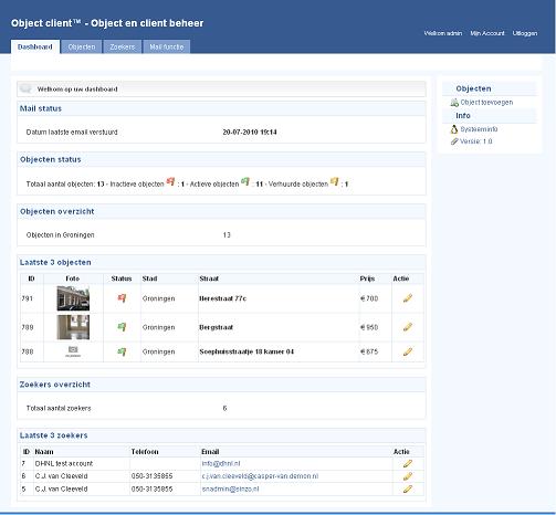 Dashboard voor Makelaar CRM