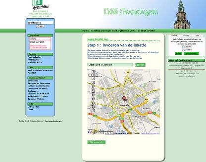 D66 Groningen Google map invoer module door GM Internet services