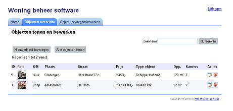 Overzicht van woningen